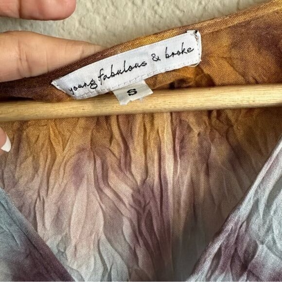 YFB Young Fabulous & Broke Isla Faux Wrap Multicolor Midi Dress Sz Small - Picture 5 of 11